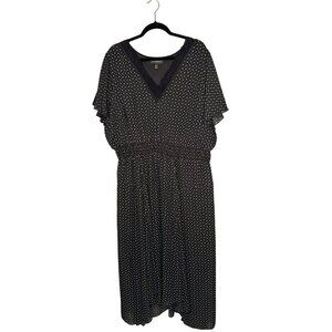 Lane Bryan Women's Plus 26 / 28 Black Polka Dot Maxi Dress Witchy Goth